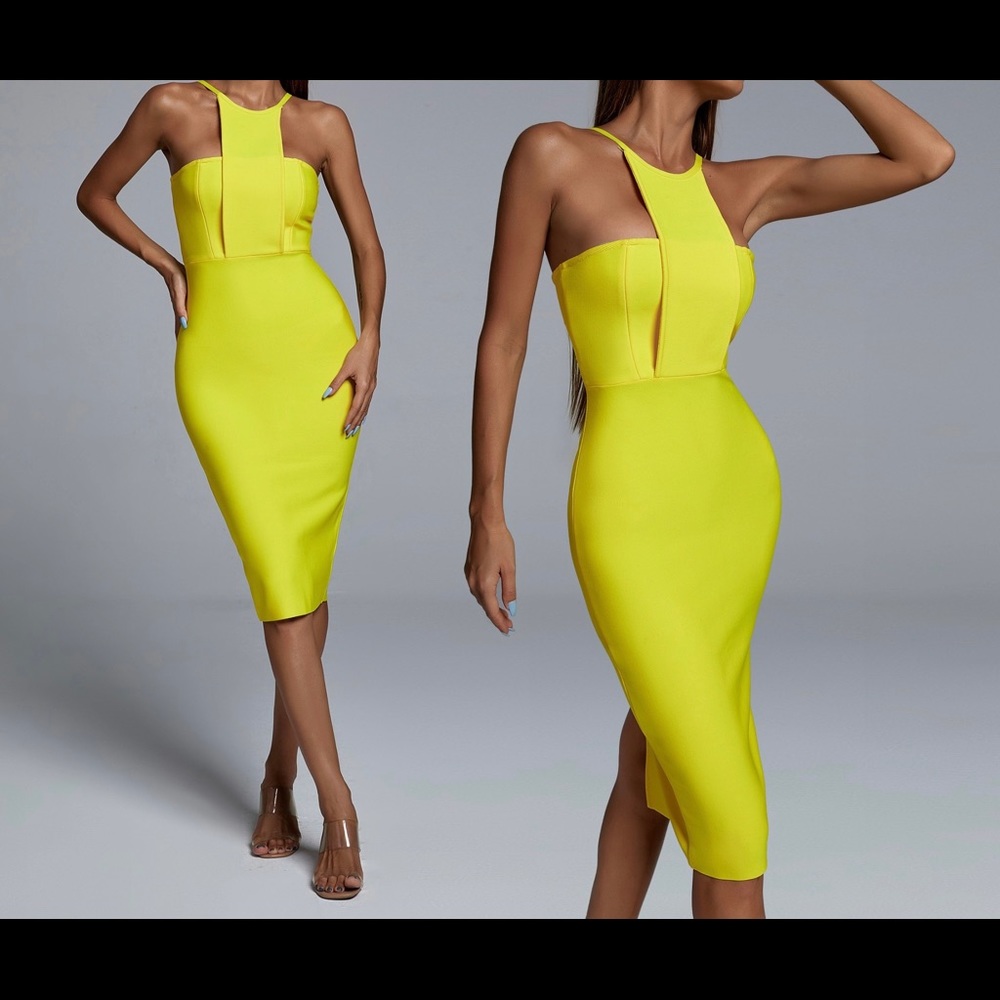 NWOT BELLA BARNETT  Yellow midi dress size small